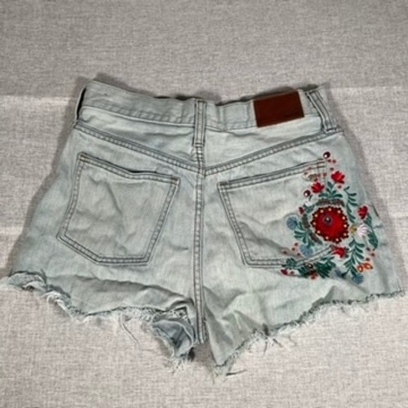 Madewell Embroidered Denim Shorts Women's Floral Perfect Jean Light Wash Size 25 - Picture 11 of 14
